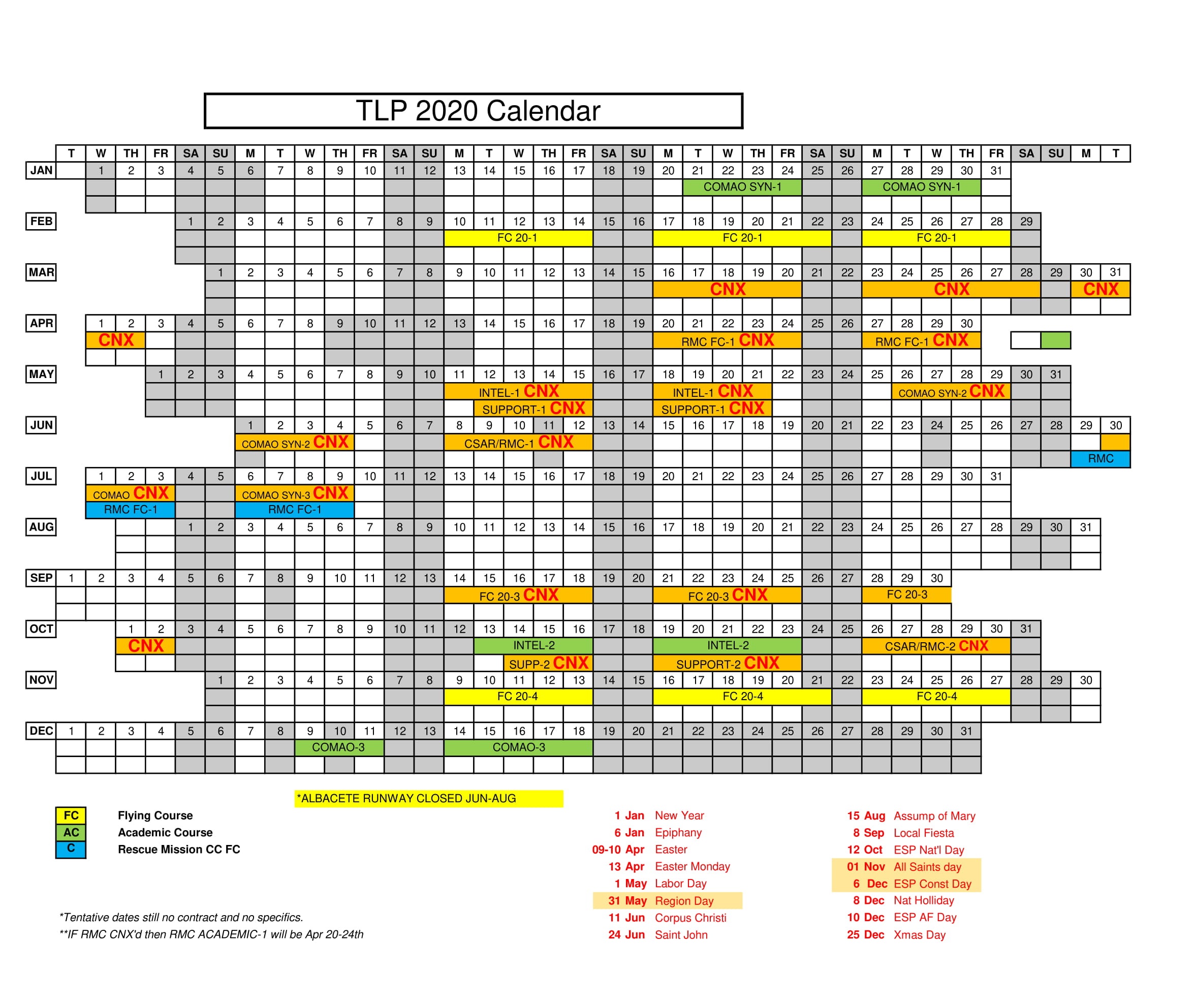 Calendars Tactical Leadership Programme